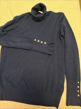 Zara Navy Ribbed Turtleneck Sweater